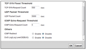 Configuración de umbrales para DDoS